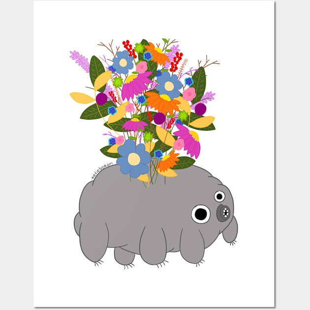 Floral Tardigrade Wall Art by katiebokan